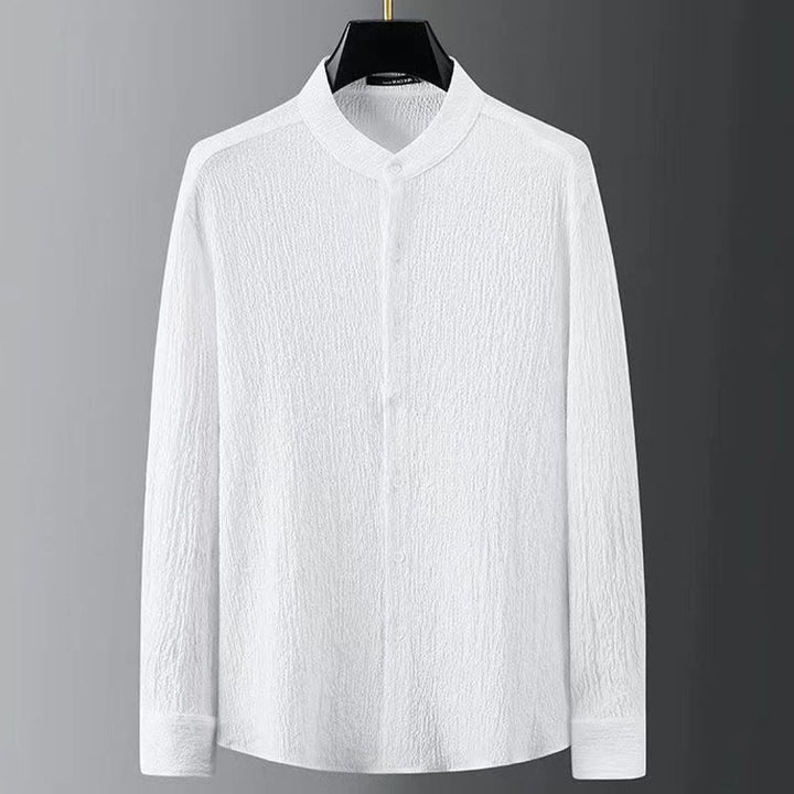 Buddha Stones Czysty Kolor Długi Rękaw Top Spodnie Odzież Męski Zestaw - image 5