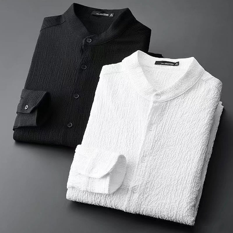 Buddha Stones Czysty Kolor Długi Rękaw Top Spodnie Odzież Męski Zestaw - image 1