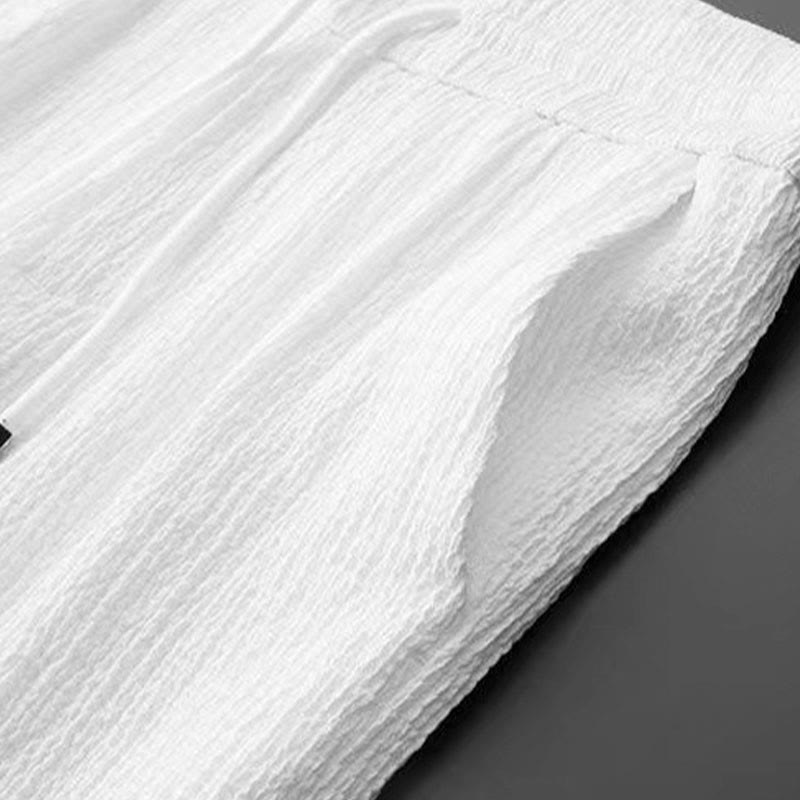 Buddha Stones Czysty Kolor Długi Rękaw Top Spodnie Odzież Męski Zestaw - image 8