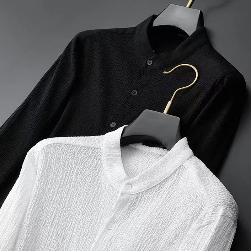 Buddha Stones Czysty Kolor Długi Rękaw Top Spodnie Odzież Męski Zestaw - image 9