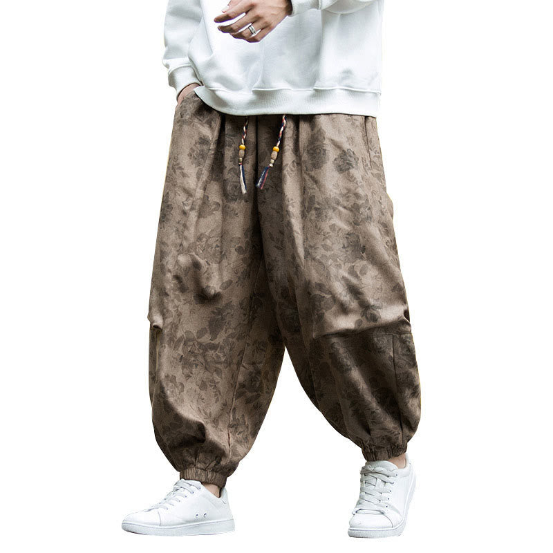 Spodnie męskie Buddha Stones Casual Flower Corduroy Cotton z dużymi kieszeniami - image 15