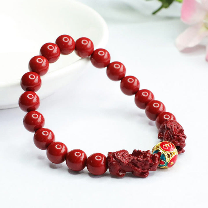Bransoletka Buddha Stones Cinnabar Double PIXIU Keep Away Evil Spirits - image 2