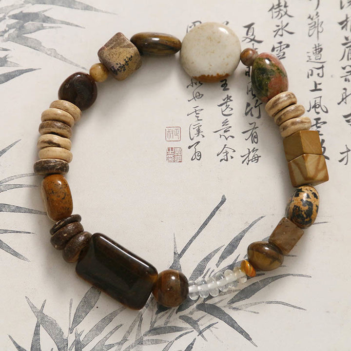 Bransoletka Buddha Stones Coconut Shell Tiger Eye Courage