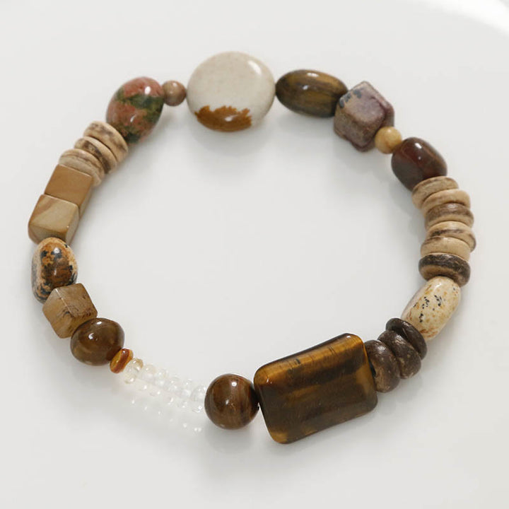 Bransoletka Buddha Stones Coconut Shell Tiger Eye Courage