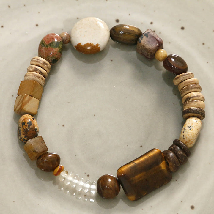 Bransoletka Buddha Stones Coconut Shell Tiger Eye Courage