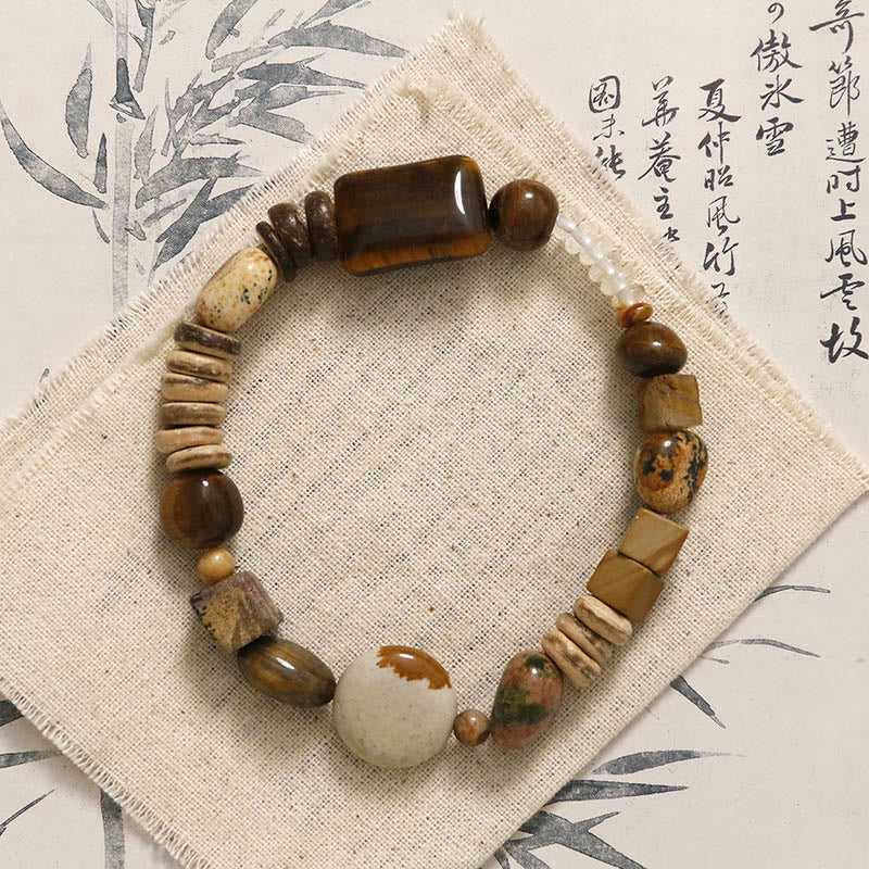 Bransoletka Buddha Stones Coconut Shell Tiger Eye Courage
