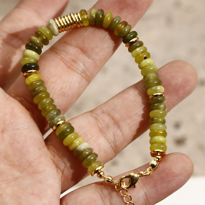 Bransoletka uzdrawiająca z Buddha Stones Gild Cyan Jade Success