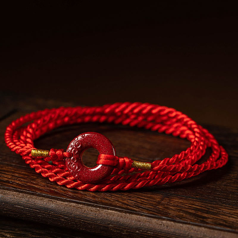 Buddha Stones Naturalne Klamra Pokoju Cynober Błogosławieństwo Czerwony Sznurek Łańcuszek Brzuch