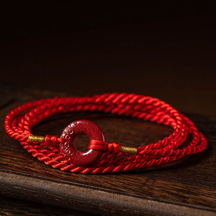 Buddha Stones Naturalne Klamra Pokoju Cynober Błogosławieństwo Czerwony Sznurek Łańcuszek Brzuch