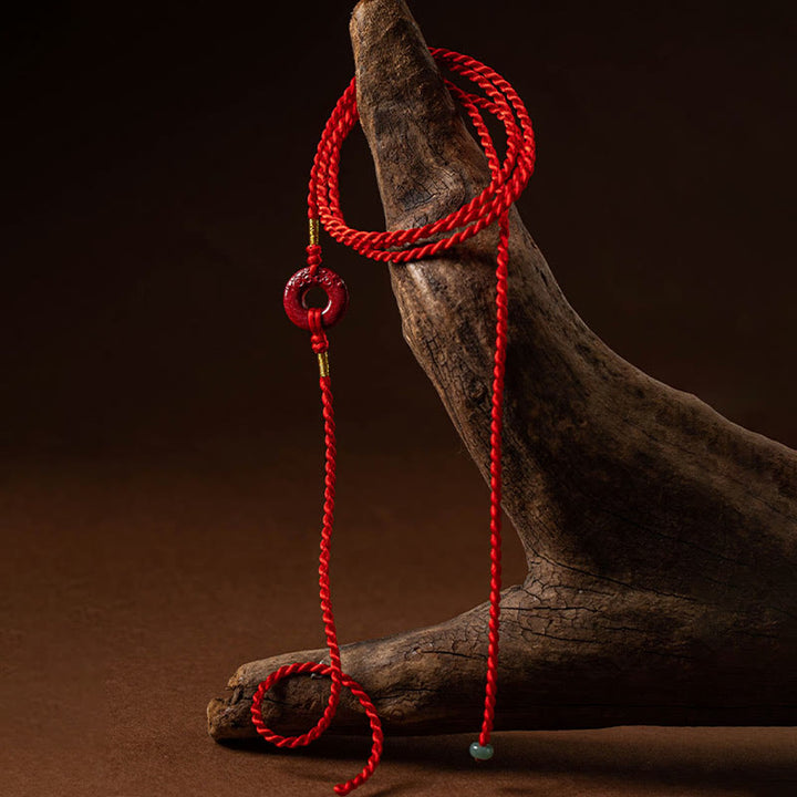 Buddha Stones Naturalne Klamra Pokoju Cynober Błogosławieństwo Czerwony Sznurek Łańcuszek Brzuch