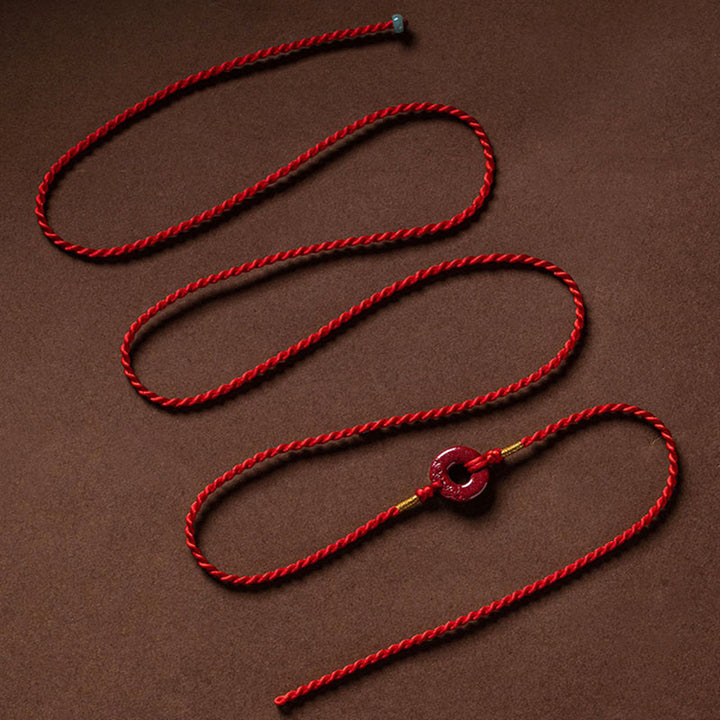 Buddha Stones Naturalne Klamra Pokoju Cynober Błogosławieństwo Czerwony Sznurek Łańcuszek Brzuch