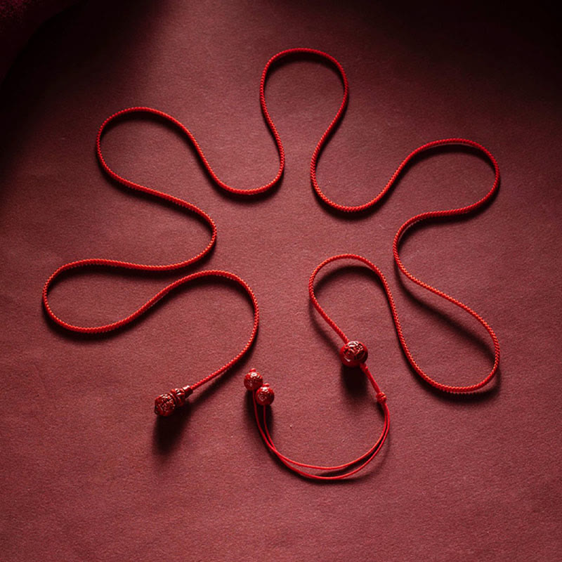 Buddha Stones Naturalny Cynober Chiński Zodiak Tykwa Spokojny Błogosławieństwo Czerwony Sznurek Łańcuch Brzuch