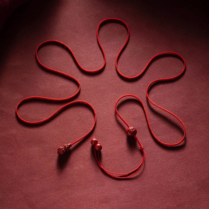 Buddha Stones Naturalny Cynober Chiński Zodiak Tykwa Spokojny Błogosławieństwo Czerwony Sznurek Łańcuch Brzuch