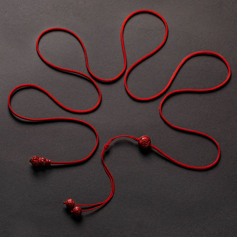 Buddha Stones Naturalny Cynober Chiński Zodiak Tykwa Spokojny Błogosławieństwo Czerwony Sznurek Łańcuch Brzuch