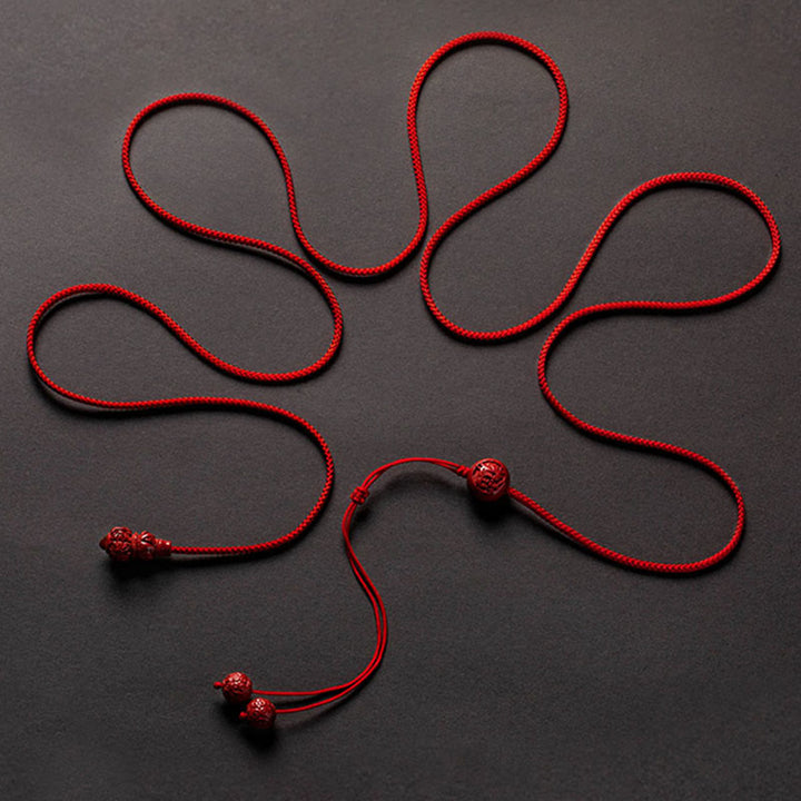 Buddha Stones Naturalny Cynober Chiński Zodiak Tykwa Spokojny Błogosławieństwo Czerwony Sznurek Łańcuch Brzuch