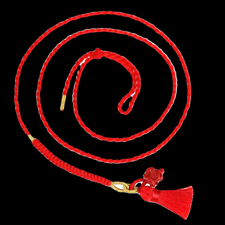 Buddha Stones Naturalny Cynobrowy Smok Błogosławieństwo Czerwony Sznurek Łańcuszek Brzuch