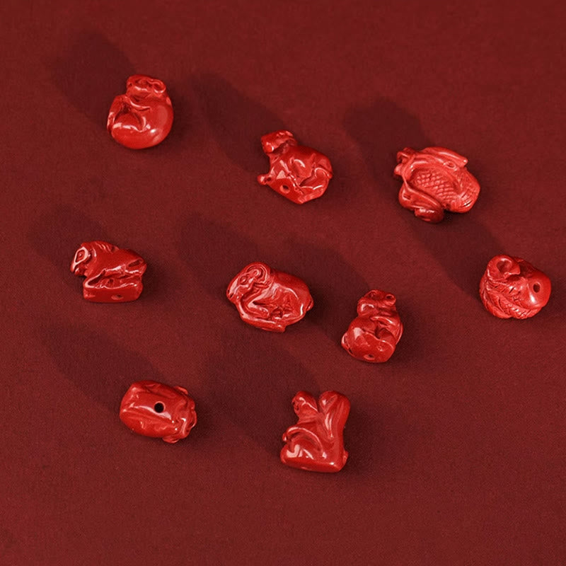 Buddha Stones Naturalny Cynobrowy Smok Błogosławieństwo Czerwony Sznurek Łańcuszek Brzuch