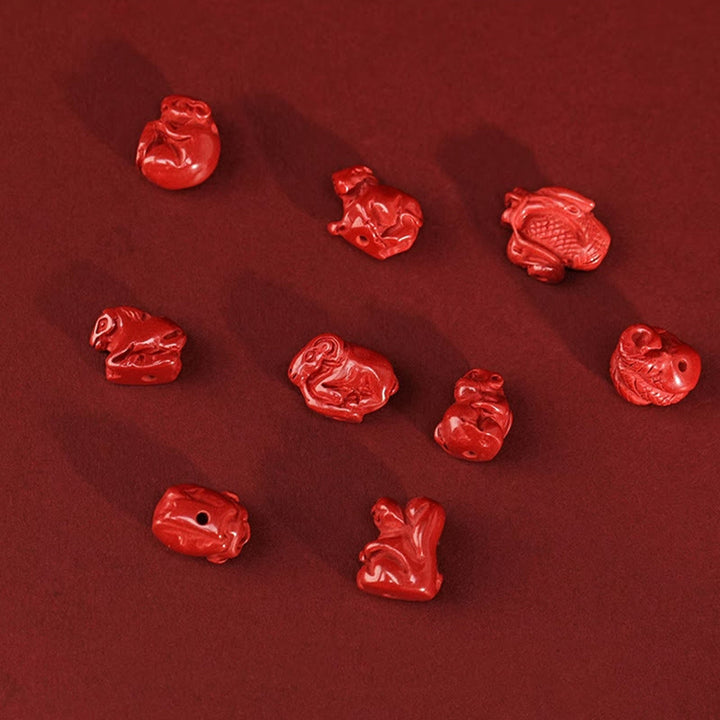 Buddha Stones Naturalny Cynobrowy Smok Błogosławieństwo Czerwony Sznurek Łańcuszek Brzuch