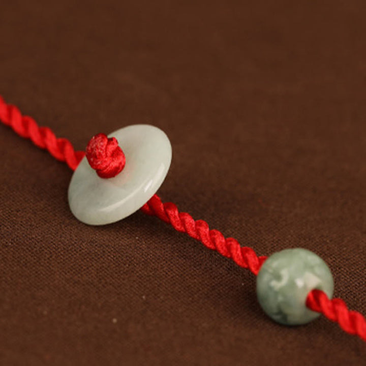 Buddha Stones Jadeit Klamra Pokoju Błogosławieństwo Czerwony Sznurek Łańcuszek Na Brzuch
