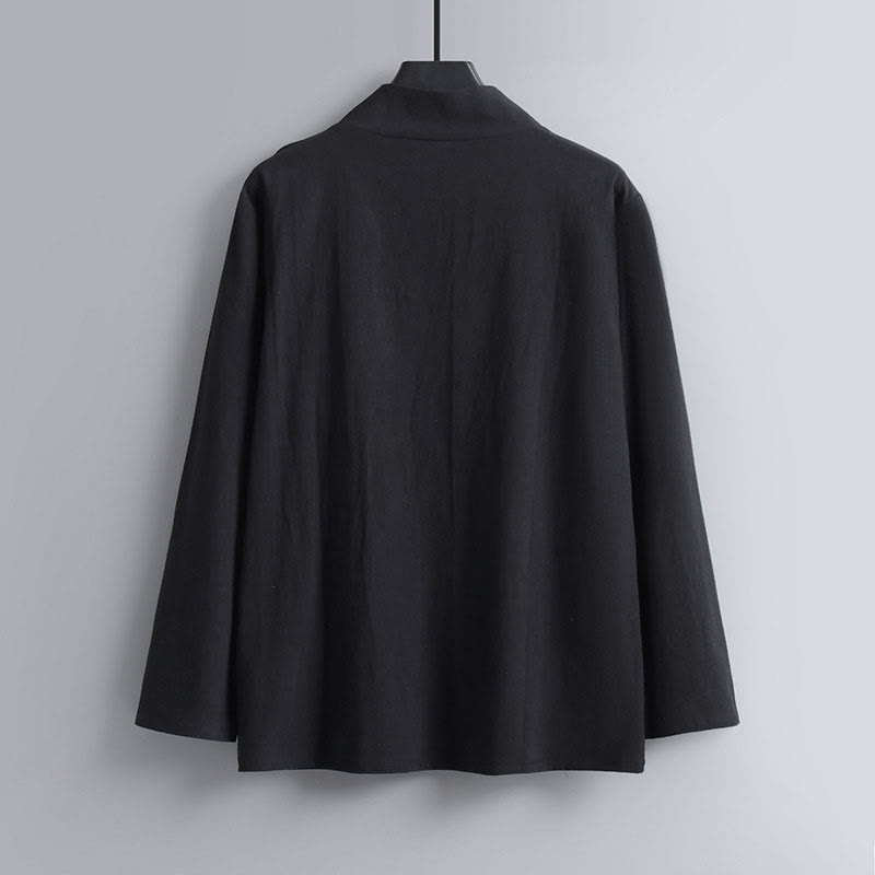 Buddha Stones Kołnierze Krzyżowe Bawełniany Strój Tang Hanfu Top Spodnie Odzież Męski Zestaw - image 5