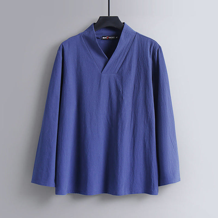 Buddha Stones Kołnierze Krzyżowe Bawełniany Strój Tang Hanfu Top Spodnie Odzież Męski Zestaw - image 14