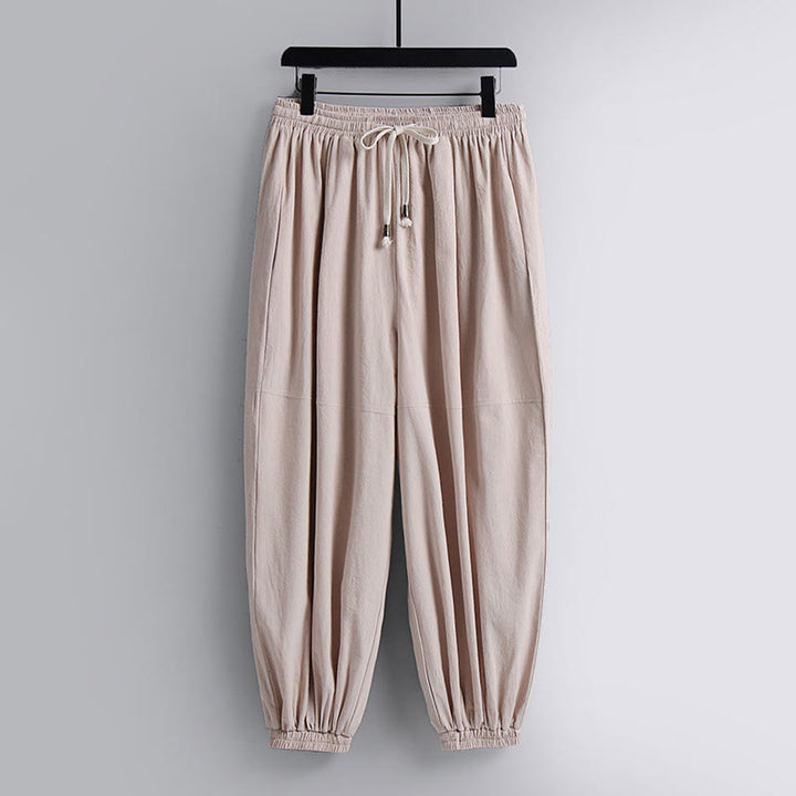 Buddha Stones Skrzyżowane Krótsze Bloomersy Bawełniany Garnitur Tang Hanfu Top Spodnie Odzież Męski Zestaw - image 2