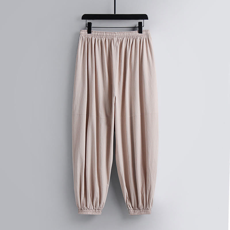 Buddha Stones Skrzyżowane Krótsze Bloomersy Bawełniany Garnitur Tang Hanfu Top Spodnie Odzież Męski Zestaw - image 3