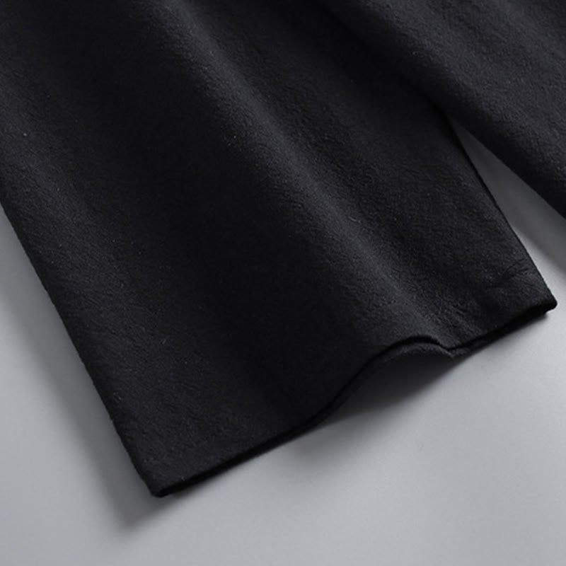 Buddha Stones Skrzyżowane Krótsze Bloomersy Bawełniany Garnitur Tang Hanfu Top Spodnie Odzież Męski Zestaw - image 13