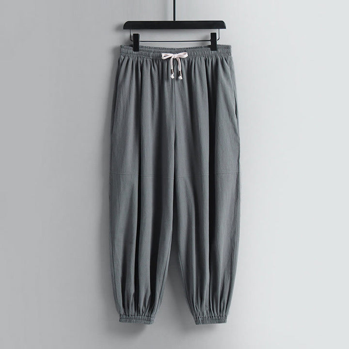 Buddha Stones Skrzyżowane Krótsze Bloomersy Bawełniany Garnitur Tang Hanfu Top Spodnie Odzież Męski Zestaw - image 24