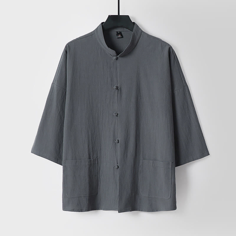 Buddha Stones Trzy Czwarte Krótkie Bloomersy Bawełniane Spodnie Top Odzież Męska Zestaw - image 1