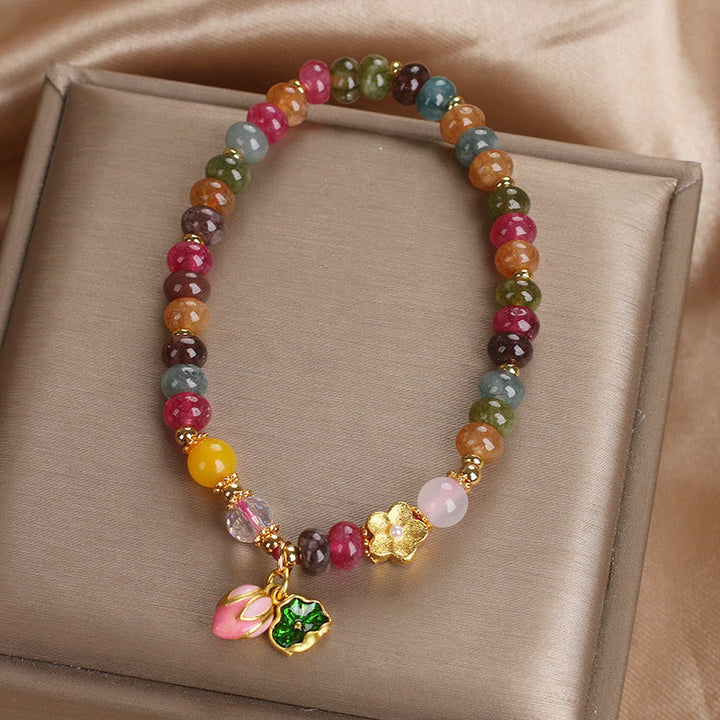 Bransoletka mądrości z Buddha Stones , turmalinu i nasion lotosu