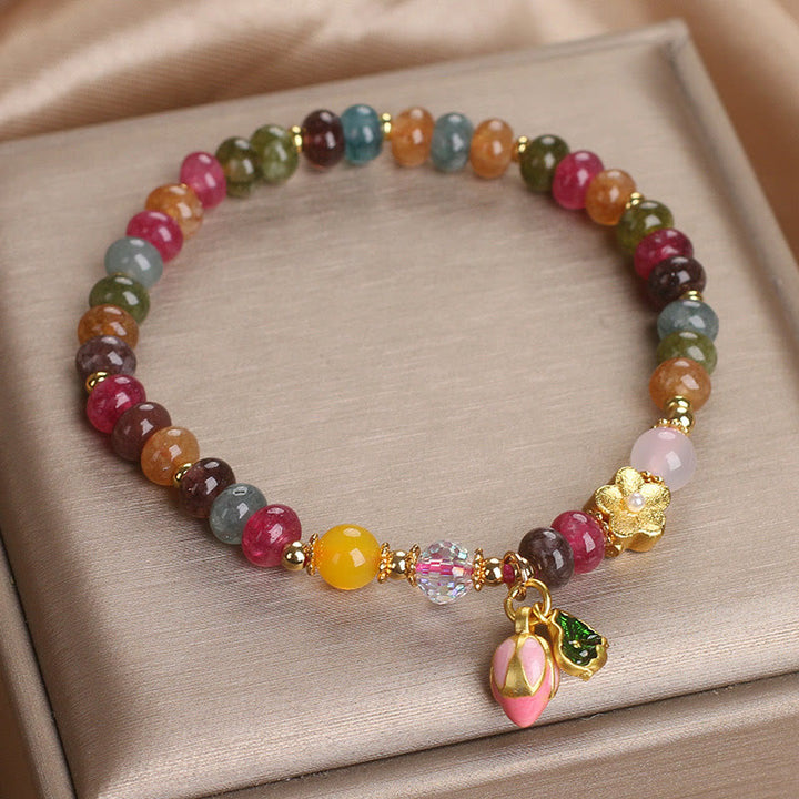 Bransoletka mądrości z Buddha Stones , turmalinu i nasion lotosu