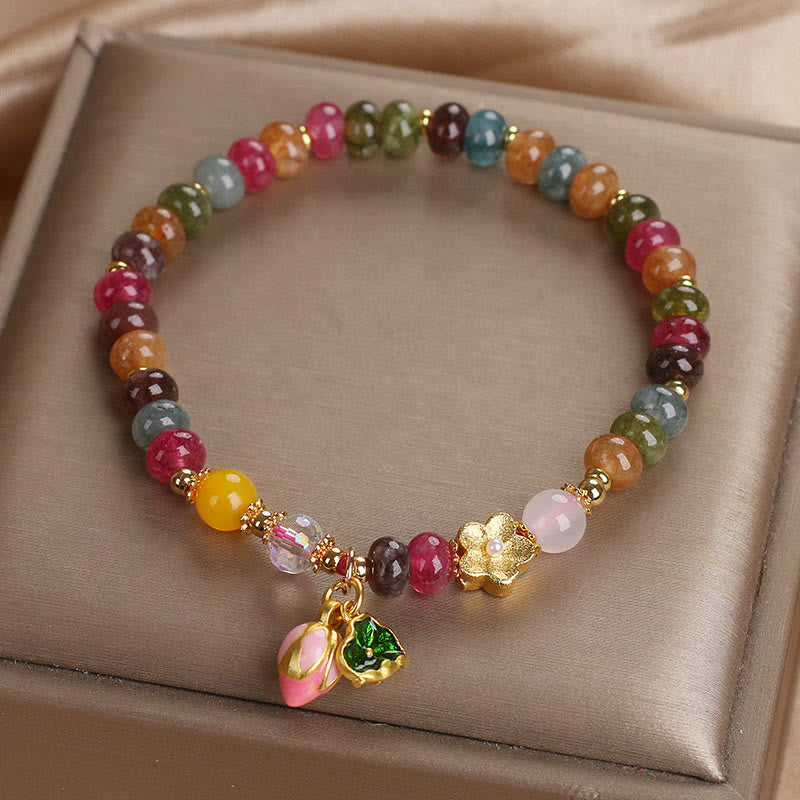 Bransoletka mądrości z Buddha Stones , turmalinu i nasion lotosu