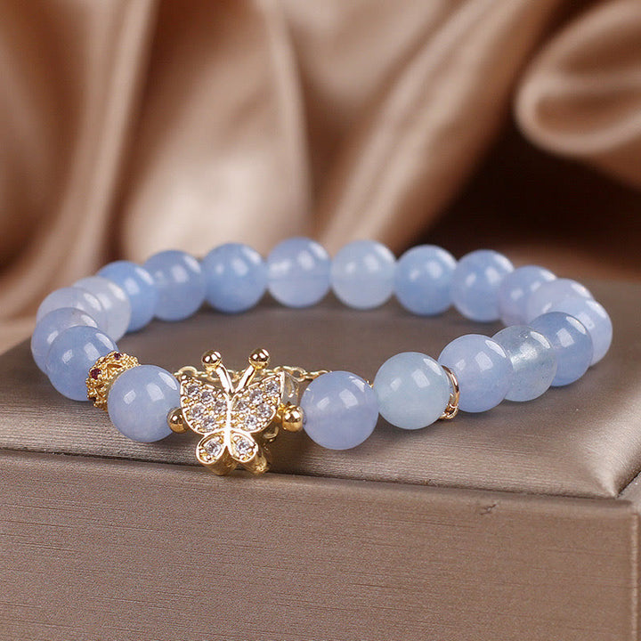 Bransoletka Buddha Stones Aquamarine Butterfly Serenity