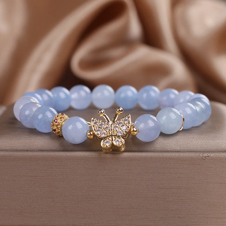 Bransoletka Buddha Stones Aquamarine Butterfly Serenity