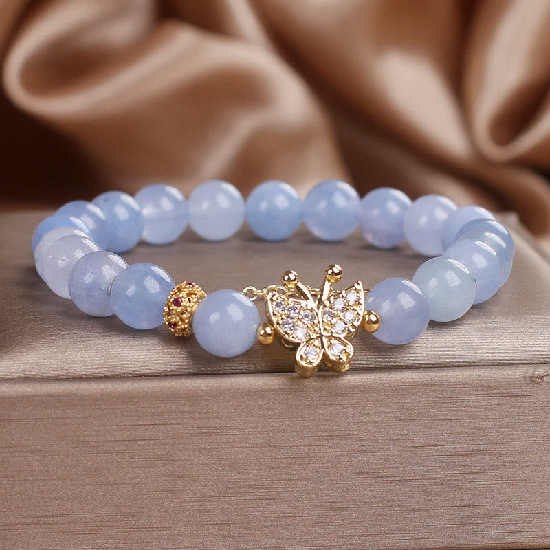 Bransoletka Buddha Stones Aquamarine Butterfly Serenity
