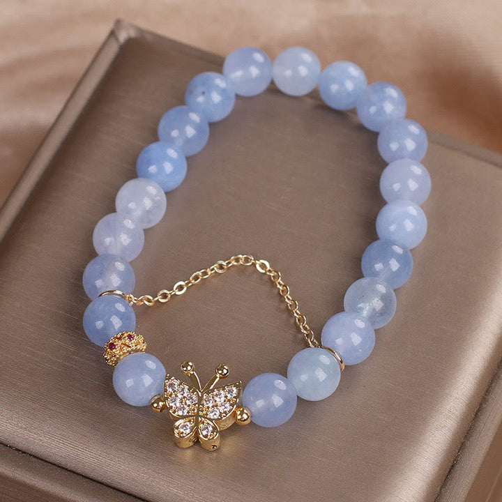 Bransoletka Buddha Stones Aquamarine Butterfly Serenity