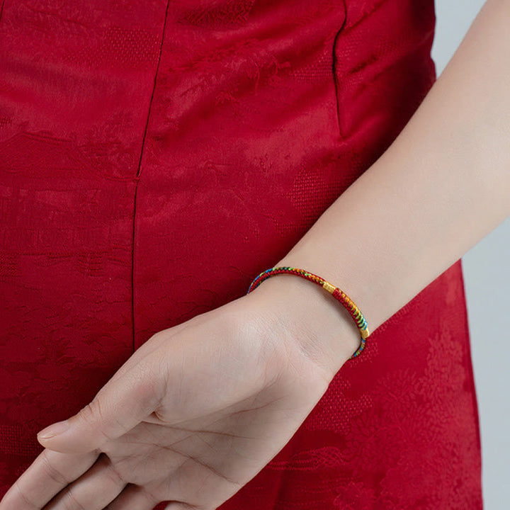 Bransoletka ochronna z wielokolorowym czerwonym sznurkiem Buddha Stones ze srebra próby 925 ze sprzączką