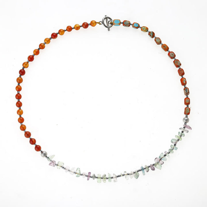 Bransoletka Buddha Stones Fluoryt Czerwony Agat Kamień Cesarski Moc Potrójnie Owijana