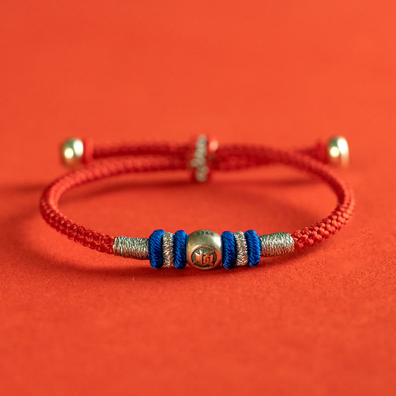 Bransoletka ochronna z czerwonymi Buddha Stones i znakami chińskimi