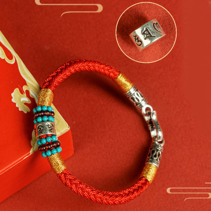 Buddha Stones Czerwony Sznur Czarny Sznur Sześć Prawdziwych Słów Bransoletka Połączenie Srebra Sterlingowego 925 - image 13