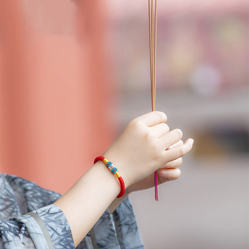 Buddha Stones Czerwony Sznur Czarny Sznur Sześć Prawdziwych Słów Bransoletka Połączenie Srebra Sterlingowego 925 - image 10