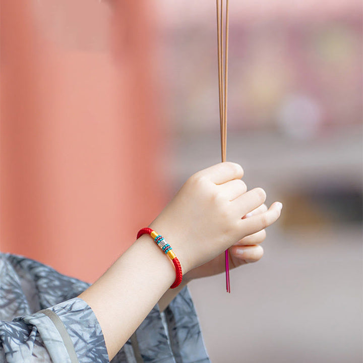 Buddha Stones Czerwony Sznur Czarny Sznur Sześć Prawdziwych Słów Bransoletka Połączenie Srebra Sterlingowego 925 - image 10