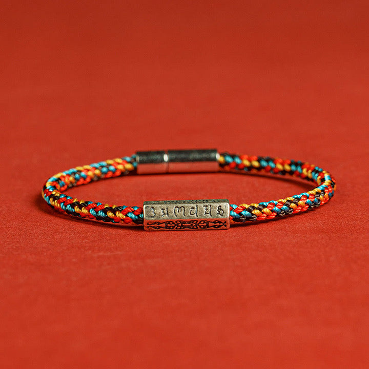 Buddha Stones Czerwony Sznur Czarny Sznur Sześć Prawdziwych Słów Bransoletka Szczęścia 925 Srebro Sterling