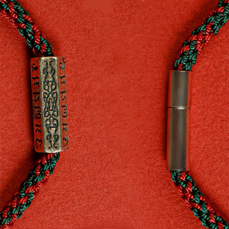 Buddha Stones Czerwony Sznur Czarny Sznur Sześć Prawdziwych Słów Bransoletka Szczęścia 925 Srebro Sterling