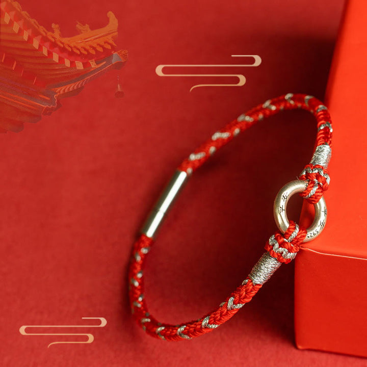 Bransoletka Buddha Stones Red String 925 ze srebra próby 925 Safe Luck