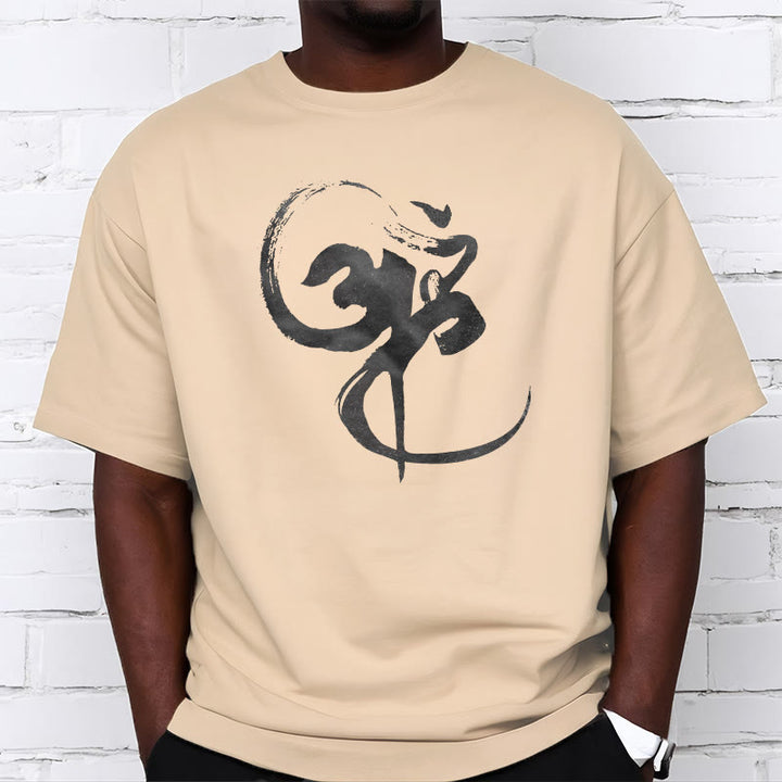 Koszulka z nadrukiem Buddha Stones Om Design Cotton Tee - image 13