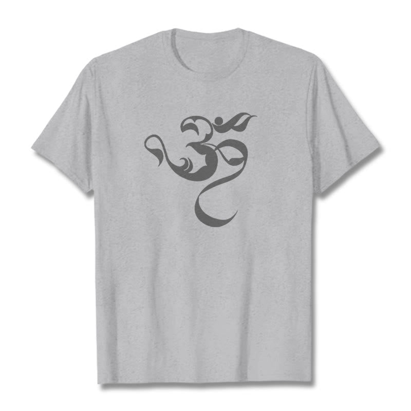 Koszulka z nadrukiem Buddha Stones Om Figura Projekt Bawełny T-shirt - Jasnoszary - 2XL - image 20