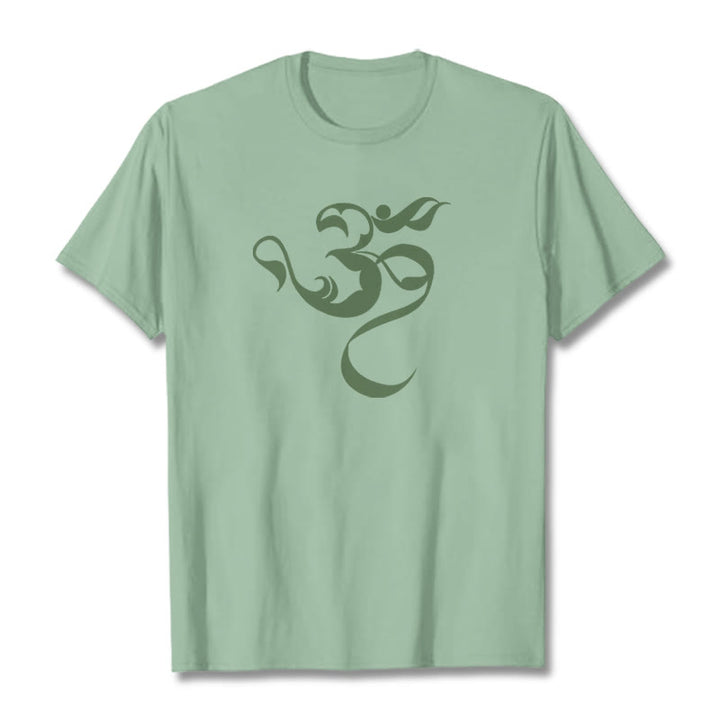Koszulka z nadrukiem Buddha Stones Om Figura Projekt Bawełny T-shirt - PaleGreen - 2XL - image 18