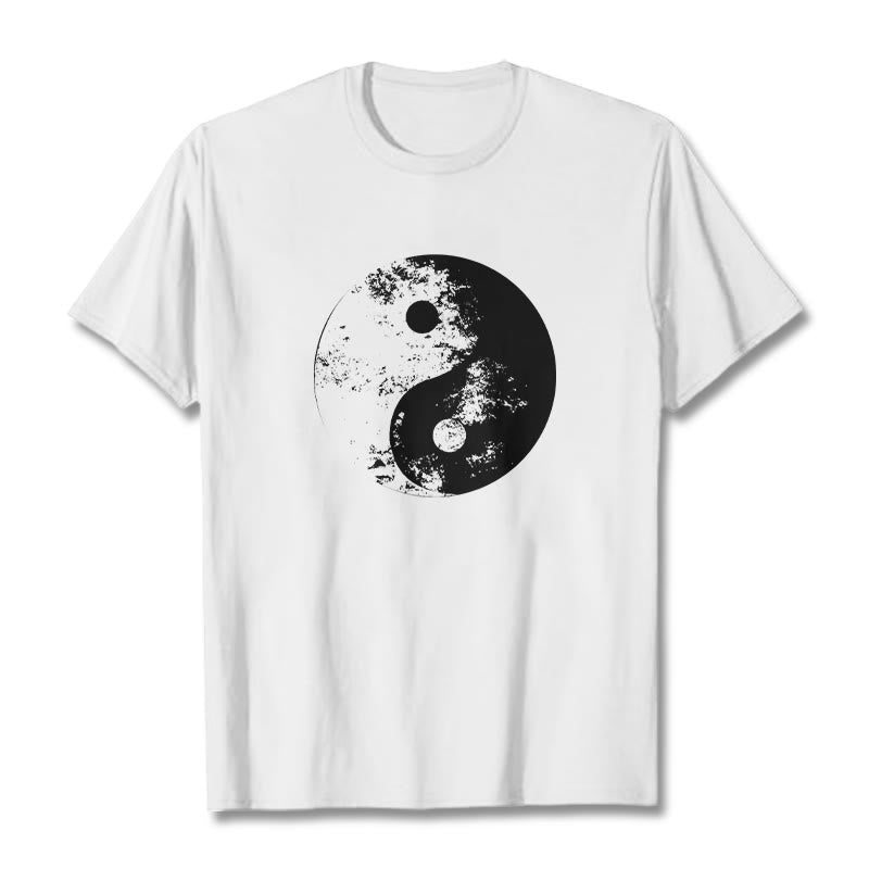 Koszulka z nadrukiem Buddha Stones Yin Yang Tai Chi Wzór Bawełna T-shirt - Biały - 2XL - image 1